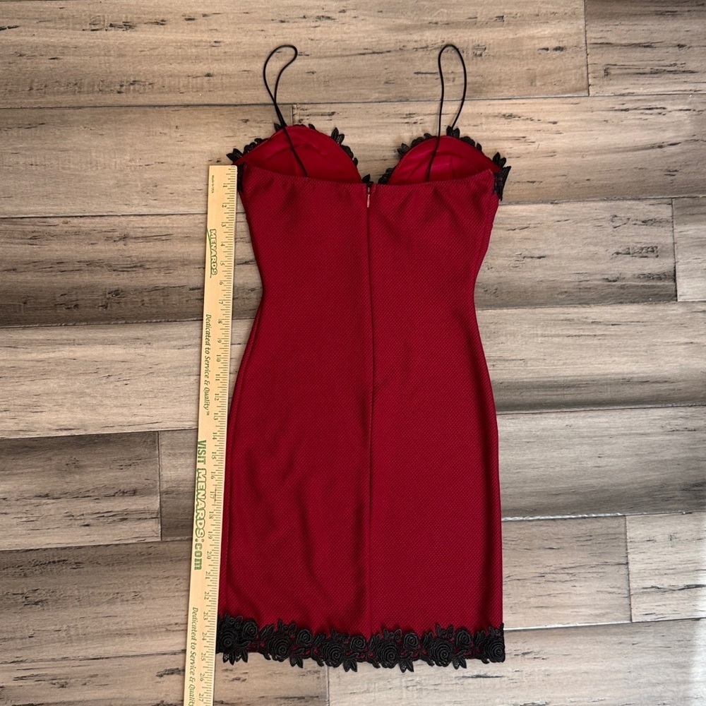 Windsor Red Dress with Black Lace Trim - Picture 6 of 9